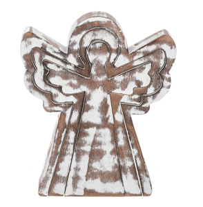 Nested White Wash Angel Figurine Set