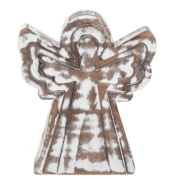 Nested White Wash Angel Figurine Set