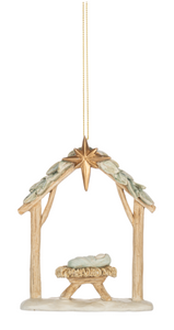 Watercolor Baby Jesus in Manger Nativity Ornament