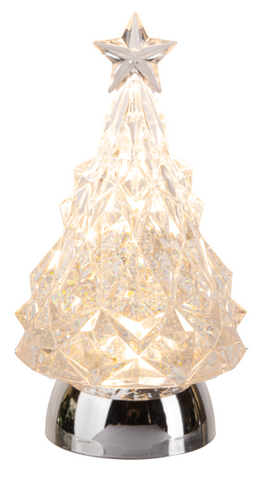 LED Light Up Shimmer Silver Tree Figurine