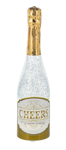 LED Light Up Shimmer Champagne Bottle Figurine - Cheers