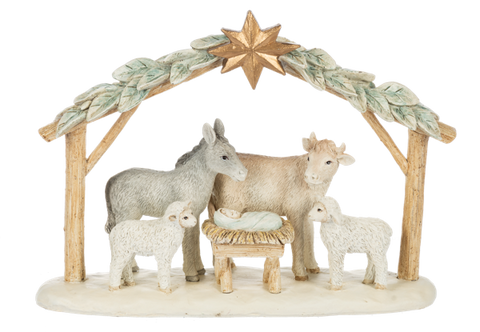 Animals at Manger Scene Figurine
