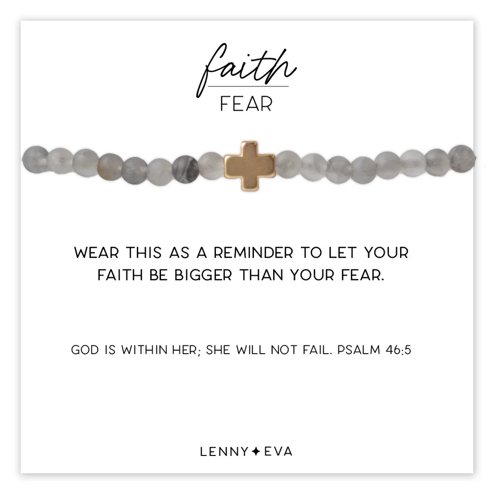 Faith Over Fear Cross Bracelet Cloudy Quartz