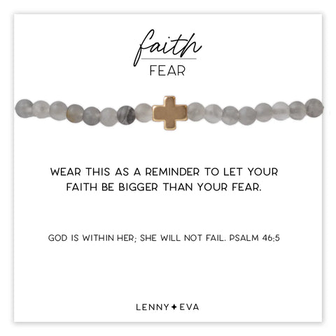 Faith Over Fear Cross Bracelet Cloudy Quartz