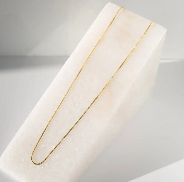 Gilded Gold Necklace-19" Snake Chain | Charm Bar Necklace