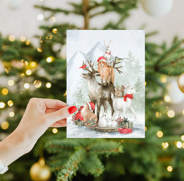 Piled Wild Watercolor Holiday Card