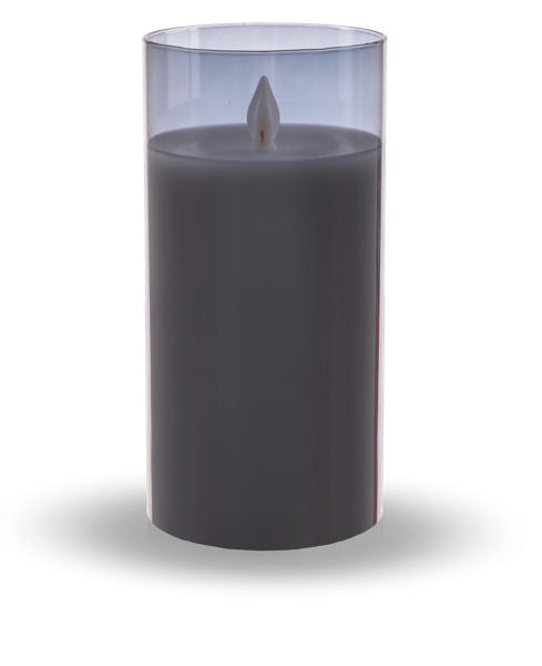 Flameless LED Candle in Smoked Grey Glass(LARGE)