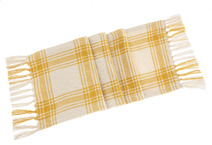 Ochre & Natural Plaid Woven Table Runner