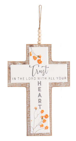 Oversized Embossed Trust & God Cross Ornament