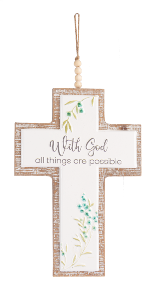 Oversized Embossed Trust & God Cross Ornament