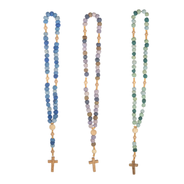 Handmade Felted Wool & Wood Beaded Rosary