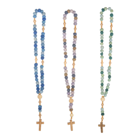 Handmade Felted Wool & Wood Beaded Rosary