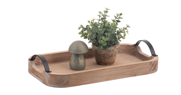 Curved Rectangle Tray with Black Handles