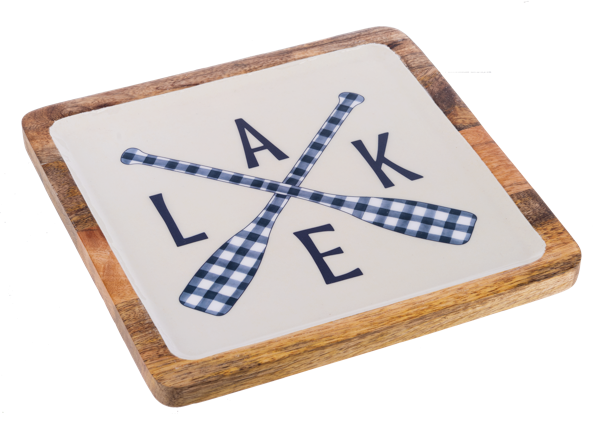 Square Lake Text Serving Tray