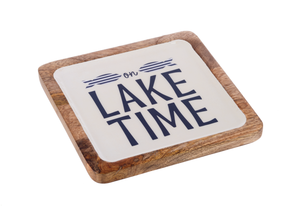 Square Lake Text Serving Tray
