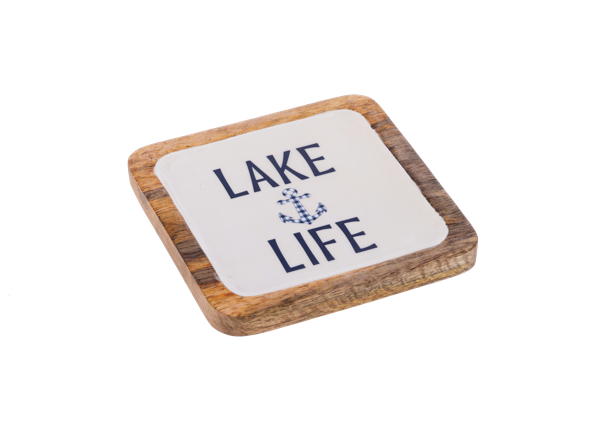 Square Lake Text Serving Tray