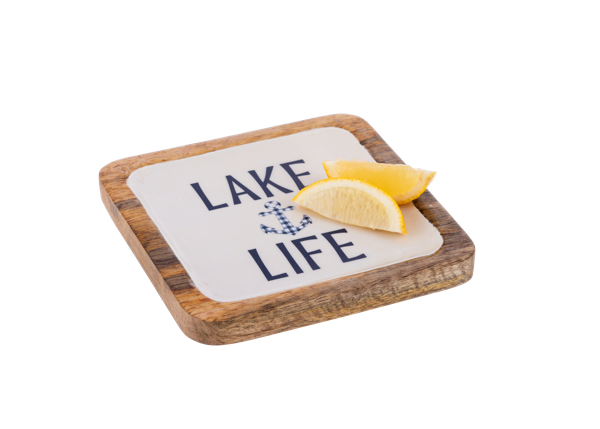 Square Lake Text Serving Tray