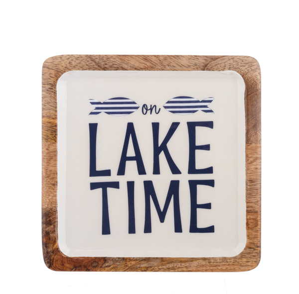Square Lake Text Serving Tray