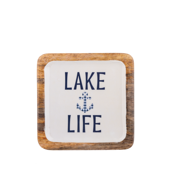 Square Lake Text Serving Tray