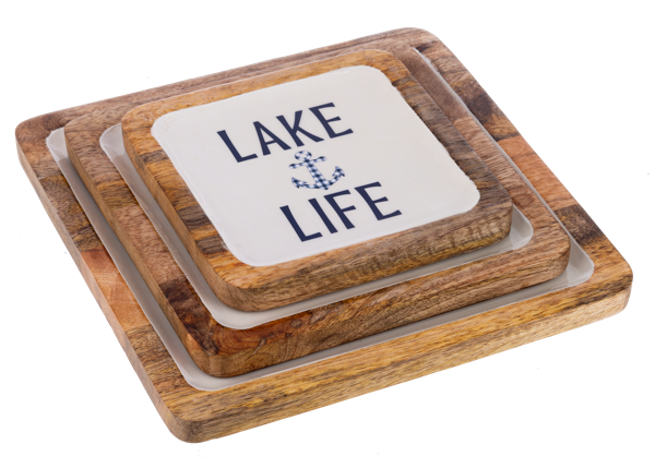 Square Lake Text Serving Tray
