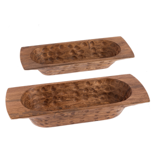 Walnut Finish Dough Bowl with Handles