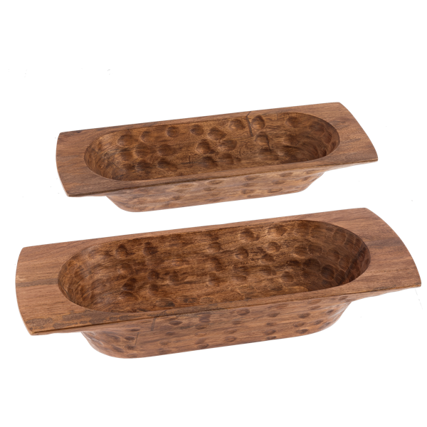 Walnut Finish Dough Bowl with Handles