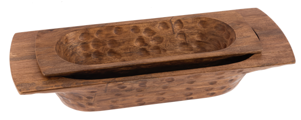 Walnut Finish Dough Bowl with Handles