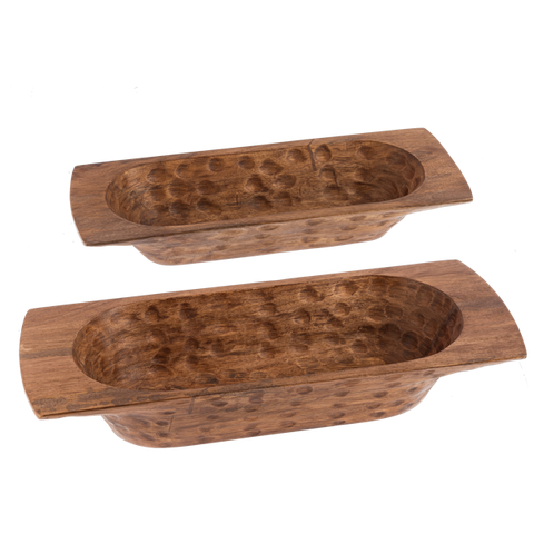 Walnut Finish Dough Bowl with Handles
