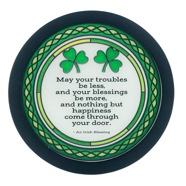 Irish Blessing & Shamrock Faux Stained-Glass Wall Decor