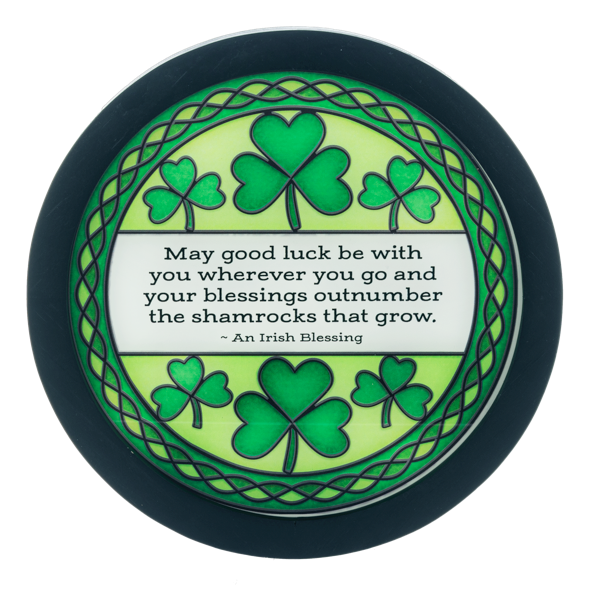 Irish Blessing & Shamrock Faux Stained-Glass Wall Decor