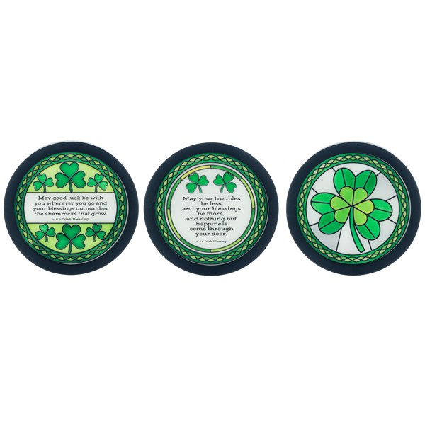 Irish Blessing & Shamrock Faux Stained-Glass Wall Decor
