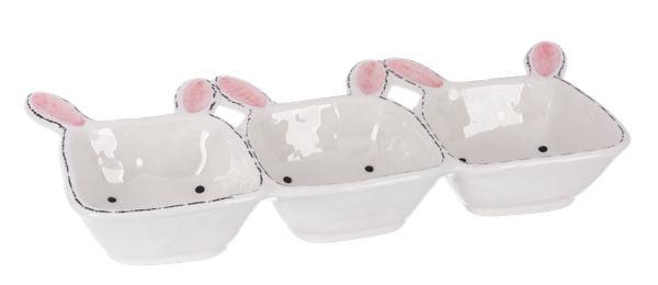 Rabbit Triple Serving Dish
