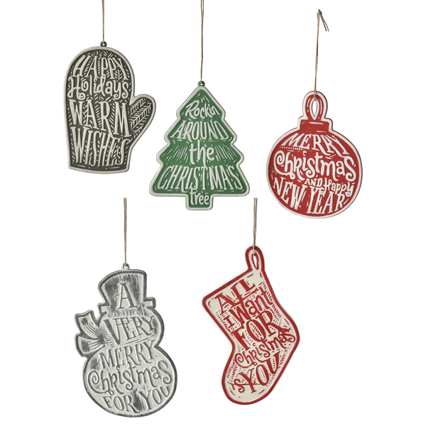 Embossed Holiday Icon with Text Ornament