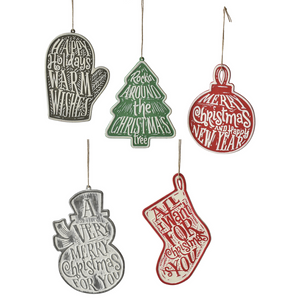 Embossed Holiday Icon with Text Ornament