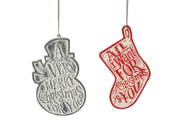 Embossed Holiday Icon with Text Ornament