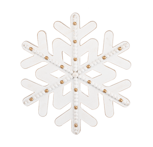 White & Gold Beaded Accent Snowflake Wall Decor