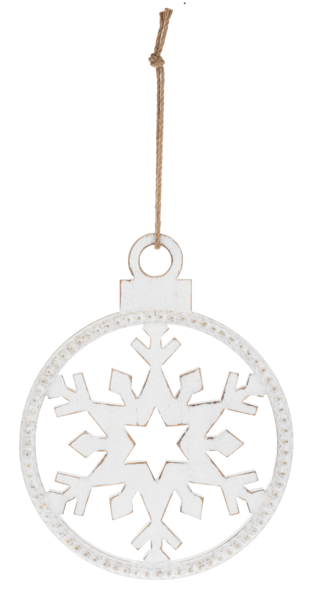 Whitewash Bead Edge Snowflake Wall Decor
