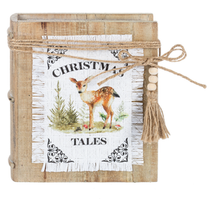Wooden Christmas Book Figurines with Woodland Animals