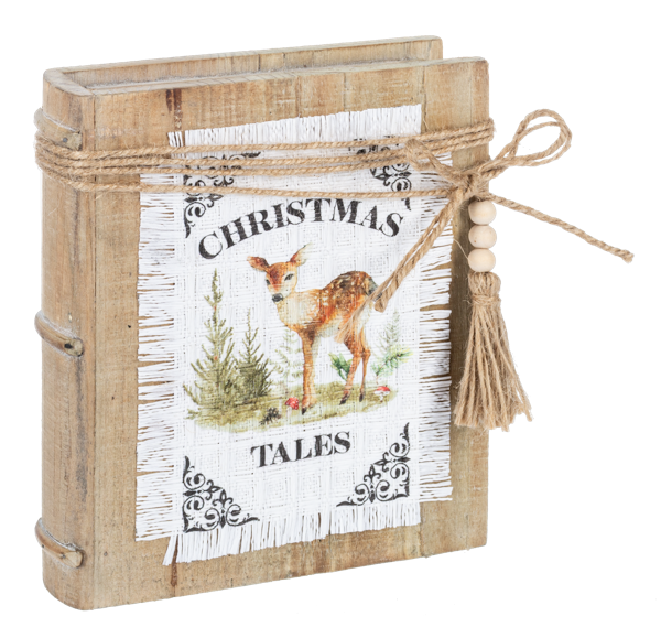 Wooden Christmas Book Figurines with Woodland Animals