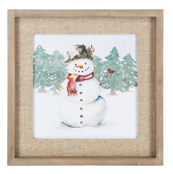 Snowman Wall Decor with Linen Matte