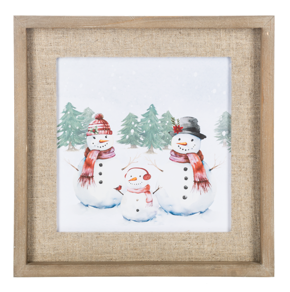 Snowman Wall Decor with Linen Matte
