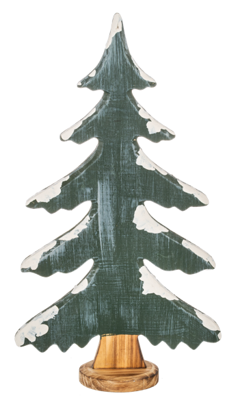 Green Tree Decor with Snow Accent