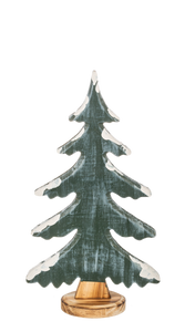 Green Tree Decor with Snow Accent