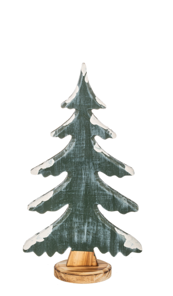 Green Tree Decor with Snow Accent