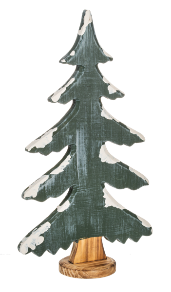 Green Tree Decor with Snow Accent
