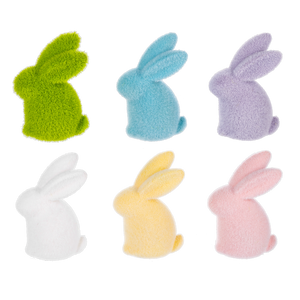 Flocked Bunny Figurines