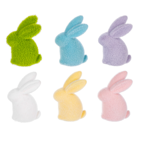 Flocked Bunny Figurines