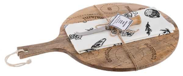 Charcuterie Map Set with Board, Cheese Knife and Towel