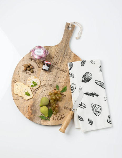 Charcuterie Map Set with Board, Cheese Knife and Towel