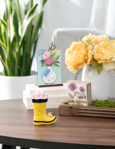 Floral Paper Block Talk with Jute Rope